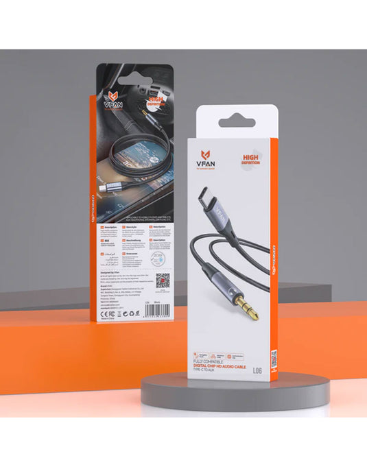 VFan USB-C to 3.5mm Aux Cable w/ HD Audio (L06)