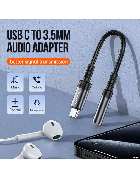 VipFan Type C to 3.5MM Audio Jack Adaptor w/ Plug-And-Play (L12-C)