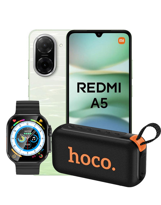 Xiaomi Redmi A5 3GB 64GB 4G Dual Sim + TPU Case - Lake Green (Brand New) + Bluetooth Speaker (HC32) + Smart Watch (Y23 Ultra) (Bundle Deal)