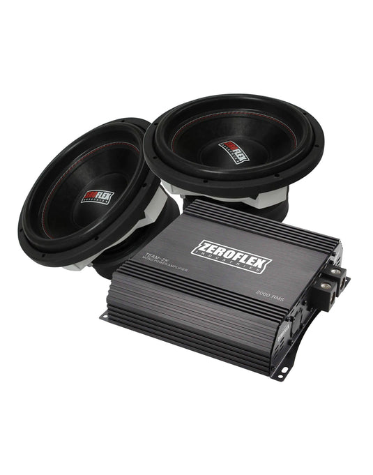 Zeroflex TKO-12- 12" 1000 RMS Subwoofer + Zeroflex Team-2K 2000RMS Mono Amplifier With Bass Controller (Bundle Deal)