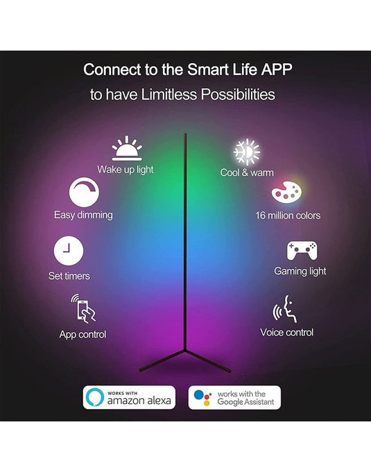 Smart Multi-Coloured RGB LED Floor Lamp Compatible With Tuya App Alexa/Google Assistant - TechCrazy