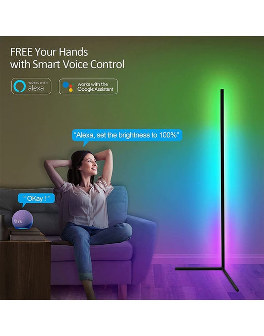Smart Multi-Coloured RGB LED Floor Lamp Compatible With Tuya App Alexa/Google Assistant - TechCrazy