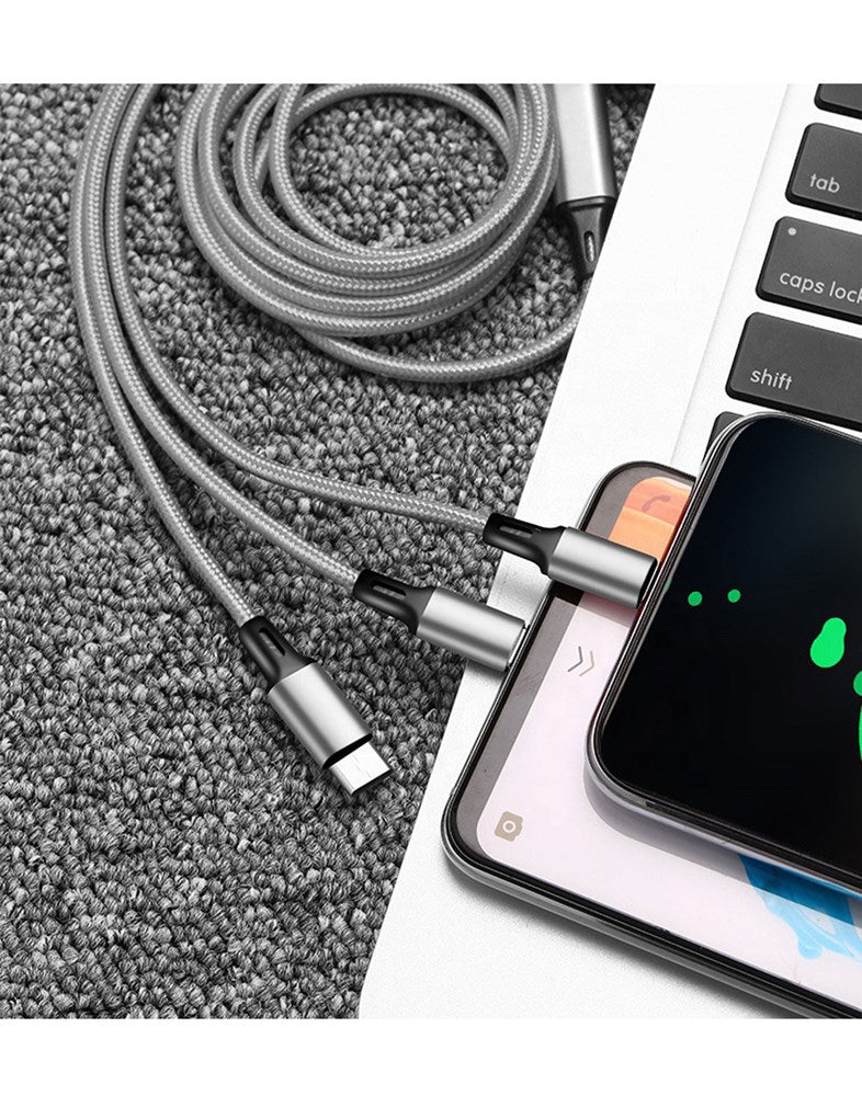 3 in 1 USB Charging Cable w/ Lightning, Type-C and Micro connector (1.2M)