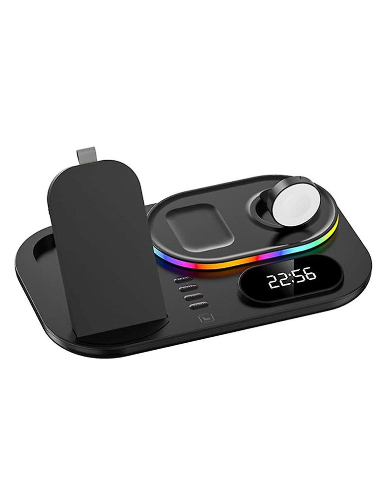 4-in-1 Wireless Charger with RGB Lights & Clock