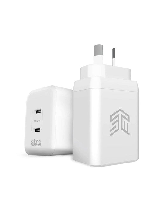 STM 35W Dual Port (USB-C/C) Power Adapter (AUNZ) - White - TechCrazy