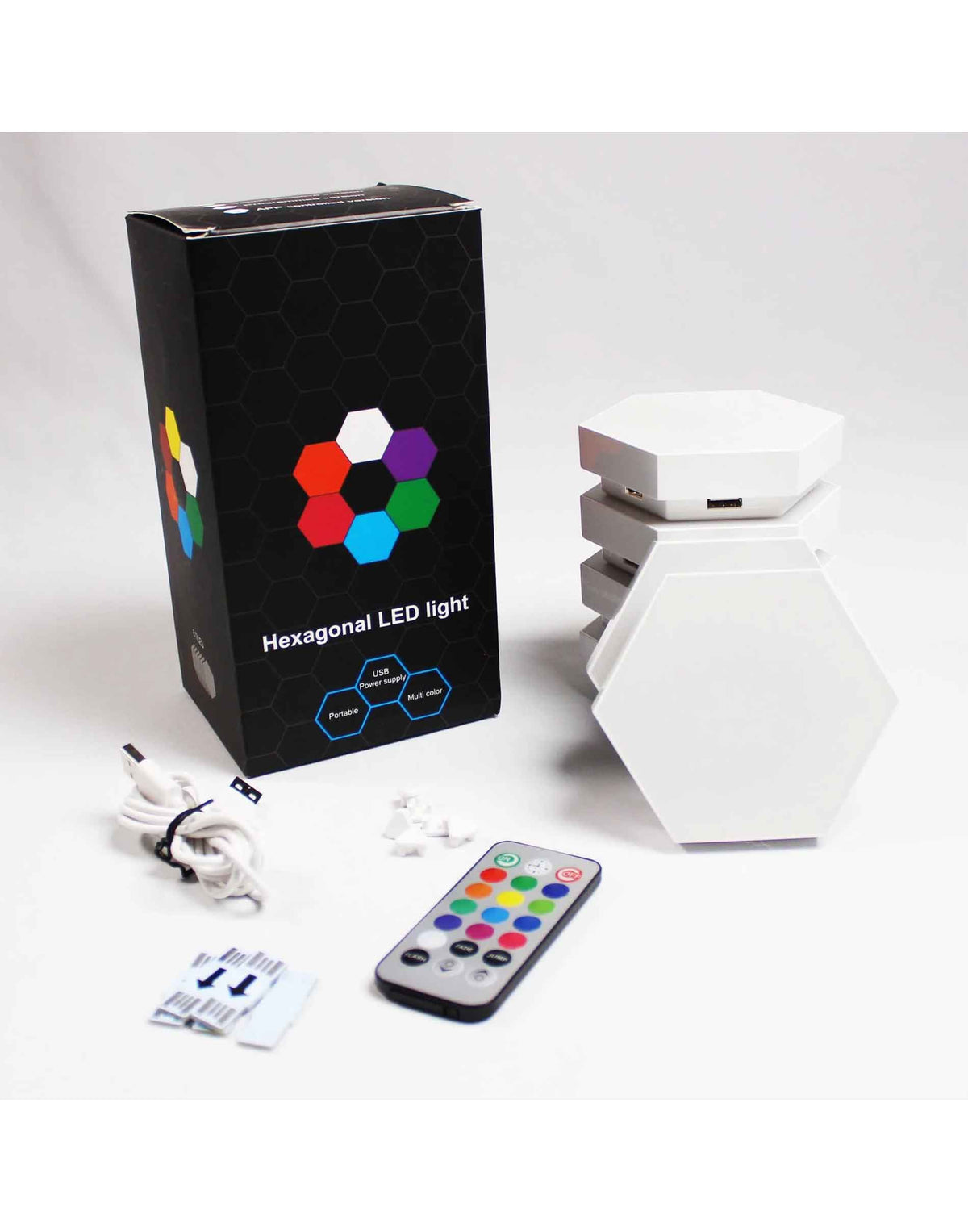 6 LED Hexagon Panel Wall Lights with Remote
