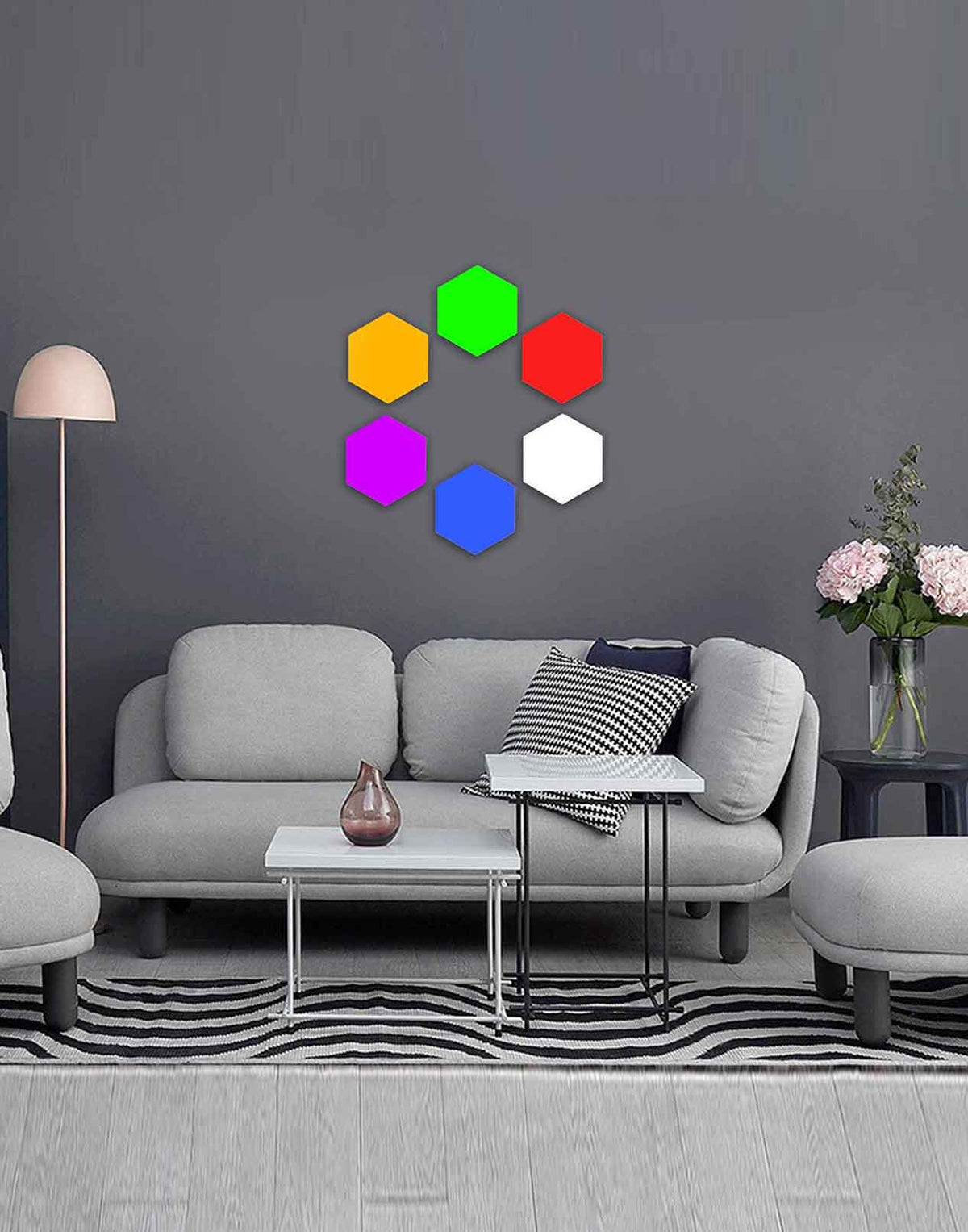 6 LED Hexagon Panel Wall Lights with Remote