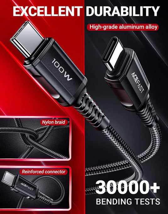 ACEFAST 100W Super Durable Premium PD USB-C to USB-C Cable (C4-03) 2 Meter - Black