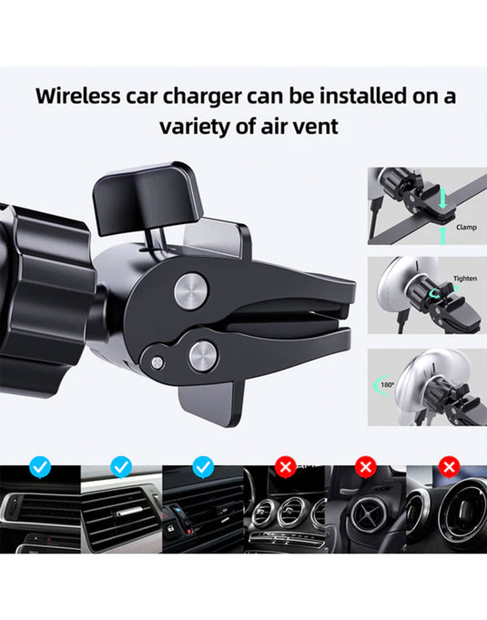 ACEFAST 15W Magnetic Wireless Charging Air Vent Phone Holder w/ Blue Ring Light (D3)