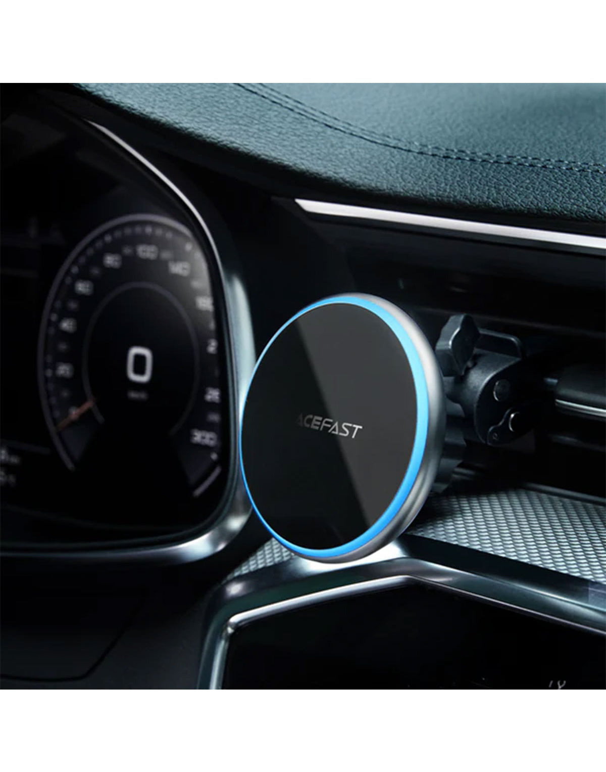 ACEFAST 15W Magnetic Wireless Charging Air Vent Phone Holder w/ Blue Ring Light (D3)