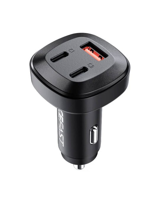 ACEFAST 66W 3-Port Super Fast Car Charger W/ 2 x USB-C + UAB-A, Zinc Alloy Body (B3)