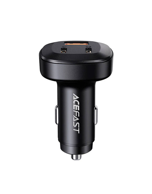 ACEFAST 66W 3-Port Super Fast Car Charger W/ 2 x USB-C + UAB-A, Zinc Alloy Body (B3)