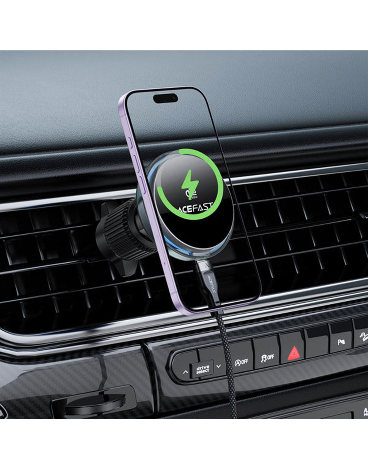 Acefast 25W Qi2 Wireless Charging Phone Holder for Air Vent (D61) - Black