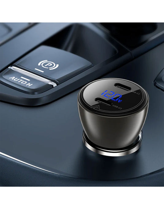 Acefast 60W Dual USB-C Super Fast Car Charger w/ Digital Display, Transparent Body (B10)
