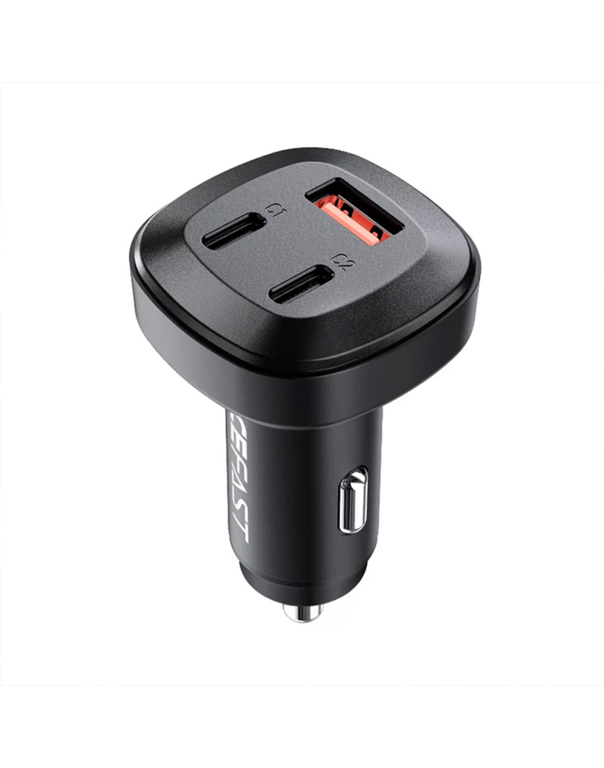 Acefast 66W 3-Port Super Fast Car Charger w/ 2 x USB-C + UAB-A, Zinc Alloy Body (B3) - Black