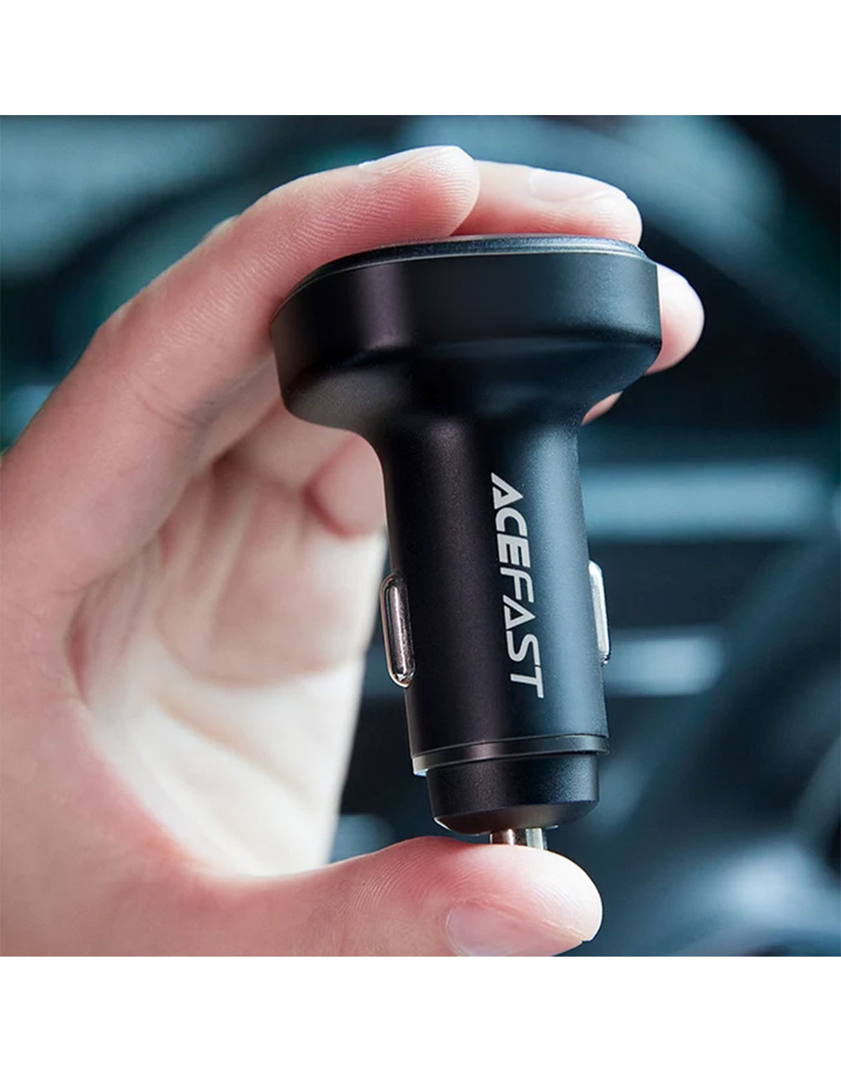 Acefast 66W 3-Port Super Fast Car Charger w/ 2 x USB-C + UAB-A, Zinc Alloy Body (B3) - Black