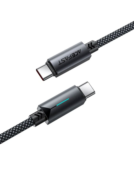 Acefast LED Illuminated Nylon Braided Aluminum Alloy Fast Charging Cable (C19) USB-C to USB-C