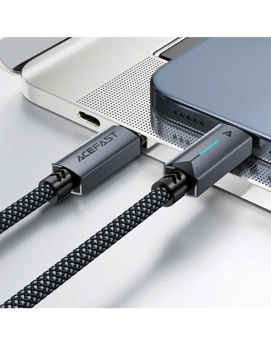 Acefast LED Illuminated Nylon Braided Aluminum Alloy Fast Charging Cable (C19) USB-C to USB-C