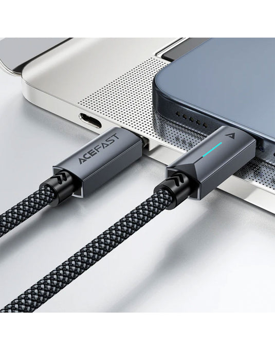 Acefast LED Nylon Braided Type C-C 60W Charging Cable (C19) - Black