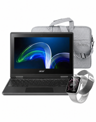 Acer TravelMate B311-32 11.6-inch Intel Celeron N5100 4GB 128GB @1.10GHz Windows 11 Pro - Black (Good-Refurbished) + Laptop Bag + Sunglasses (DI87 Max) + Smart Watch (Y42) 2 Straps (Bundle Deal)