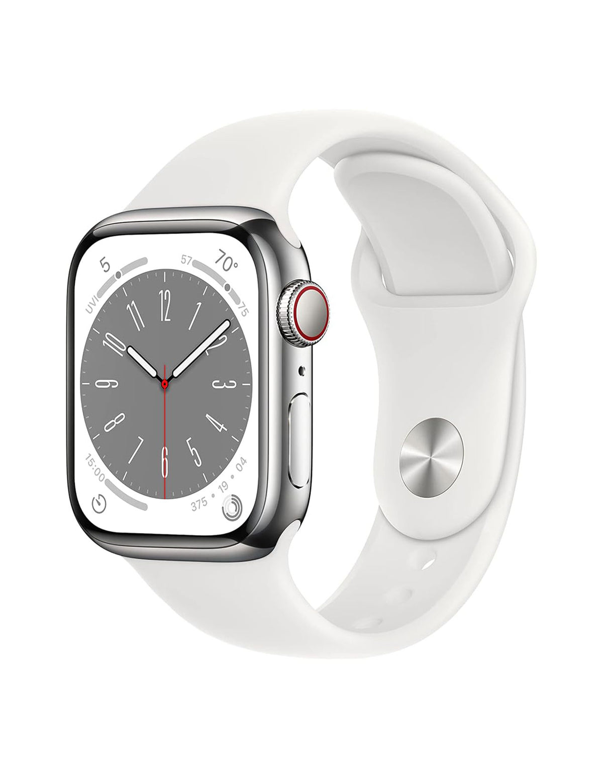 Apple Watch Series 8 41MM GPS + Cellular Aluminium With White Sport Band - Silver