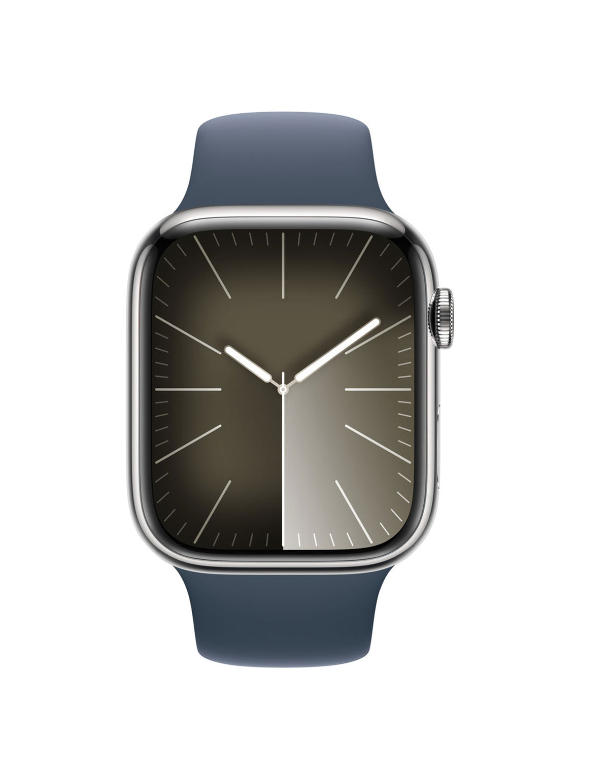 Apple Watch Series 9 45mm Silver Stainless Steel Case with Storm Blue Sport Band Cellular