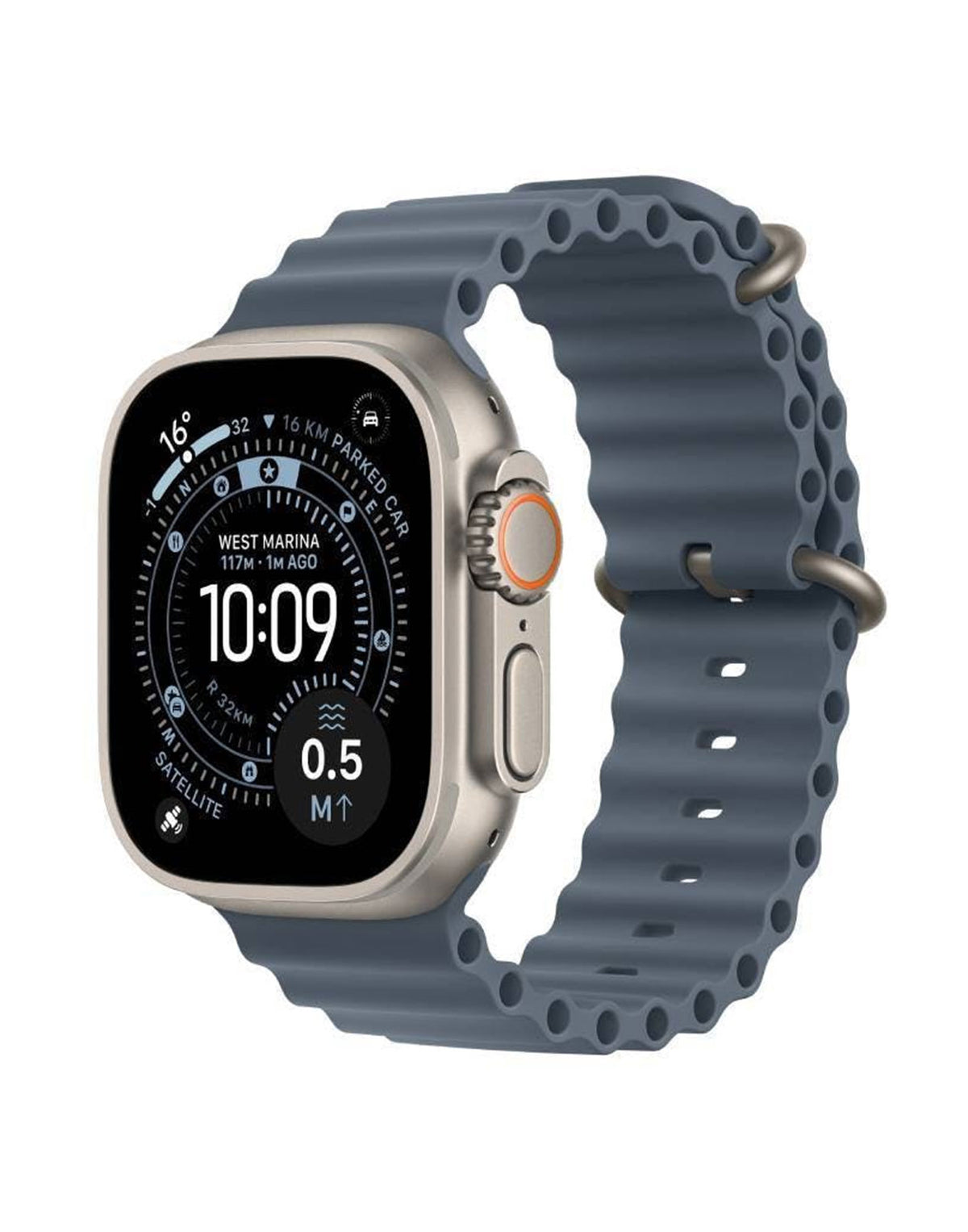 Apple Watch Ultra 1st Gen 49MM GPS + Cellular Natural Titanium With Blue Strap