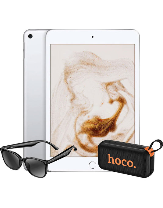 Apple iPad Mini 5 (2019) 64GB Wifi Only - Silver (Good-Refurbished) + Sunglasses (DI87 Max) + Bluetooth Speaker (HC32) (Bundle Deal)