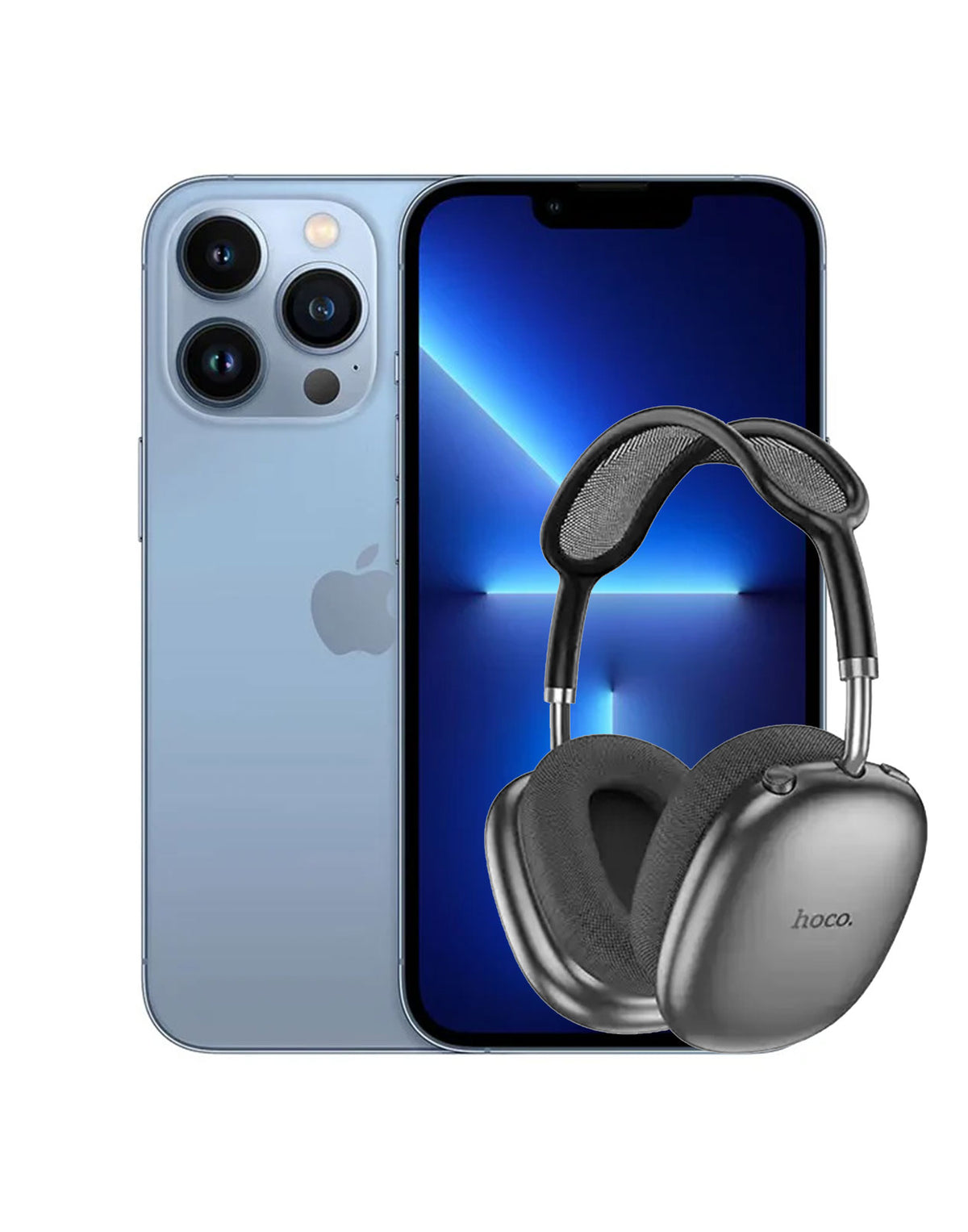 Apple iPhone 13 Pro Max 128GB 5G - Sierra Blue (Good Pre-Owned) + Bluetooth Headset Hoco W55 Plus