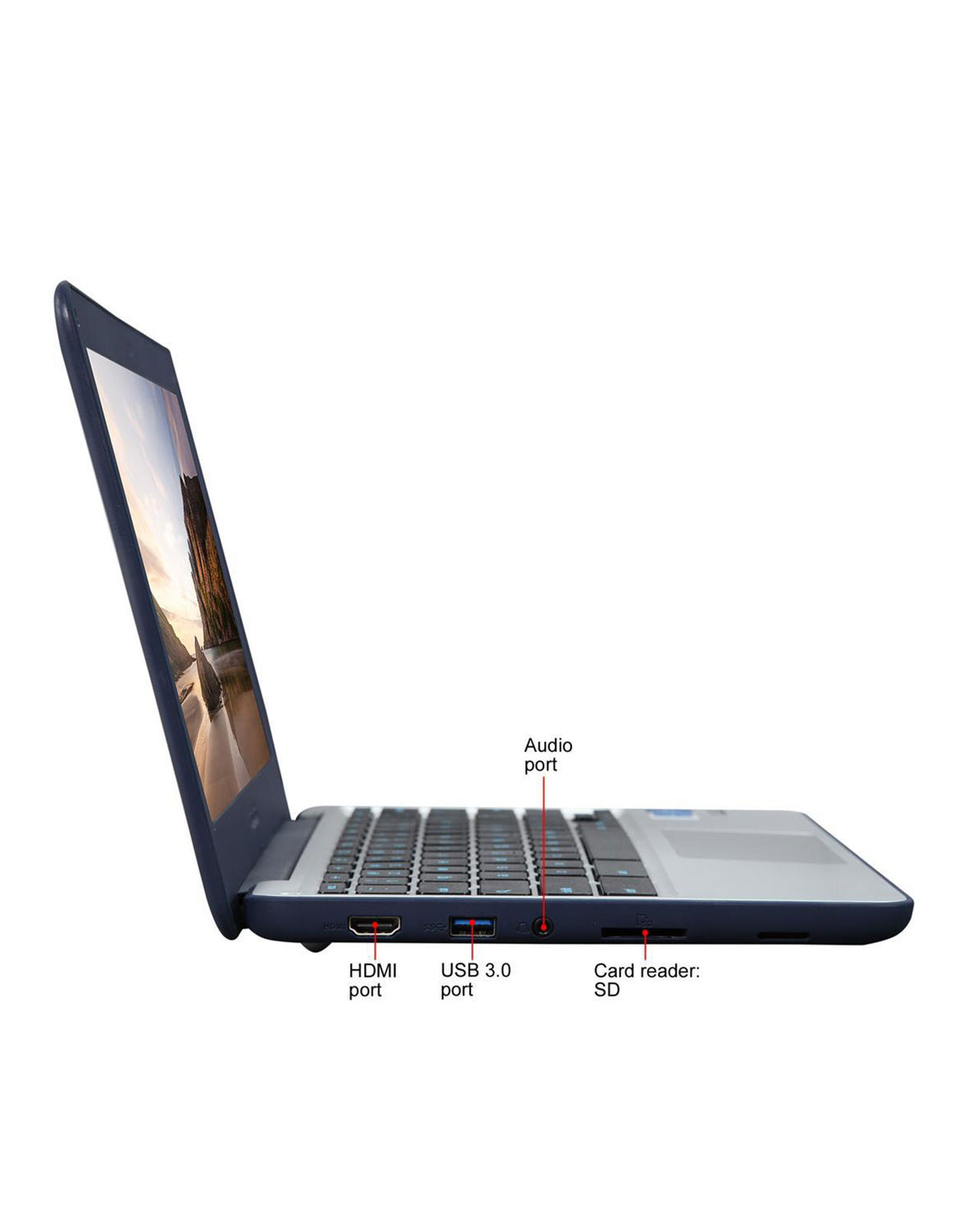 Side View of Asus Chromebook C202S 12-inch 4GB 16GB
