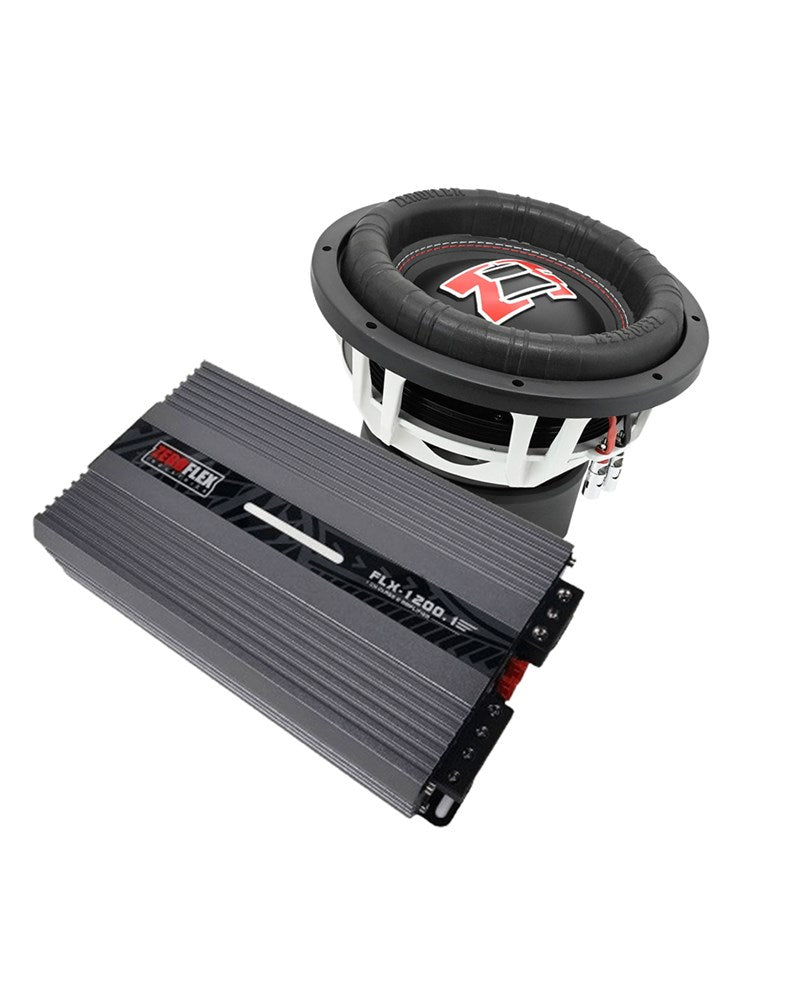 Zeroflex EVO-15 15" 1500W RMS Car Subwoofer + FLX1200.1 1 X 1200W @ 1 ohm Mono Amplifier With Bass Controller (Bundle Deal)