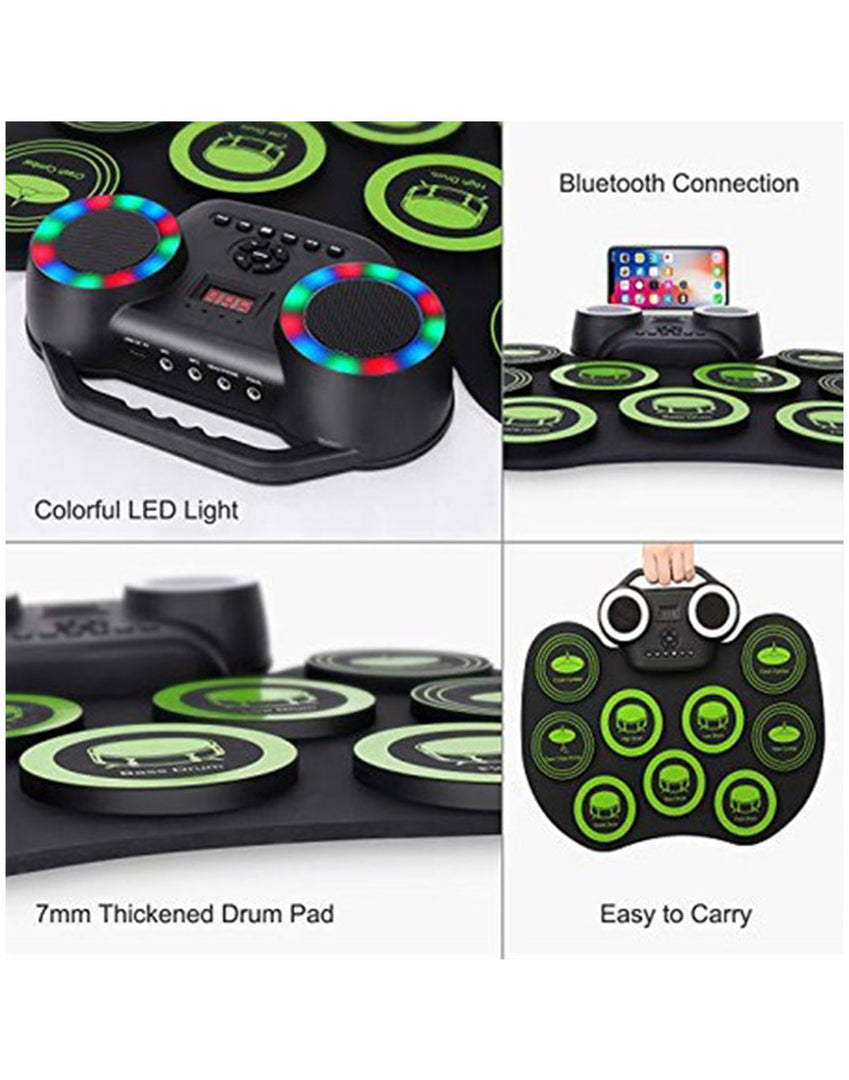Electronic Drum Practice Pad with Built-in Dual Speakers and LED lights