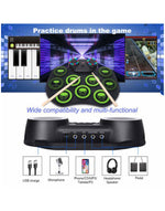 Load image into Gallery viewer, Electronic Drum Practice Pad with Built-in Dual Speakers and LED lights
