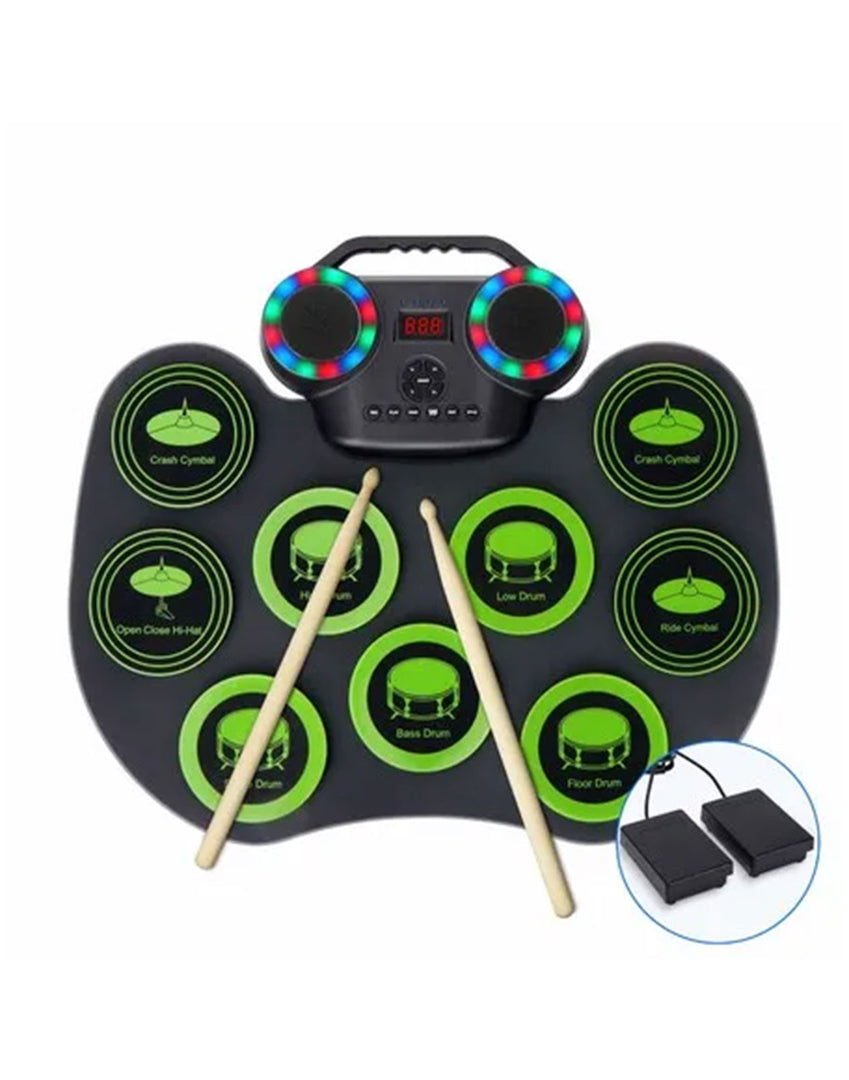 Electronic Drum Practice Pad with Built-in Dual Speakers and LED lights