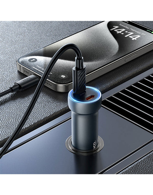 HOCO 60W Dual USB-C Super Fast Car Charger (Z54B) - Black