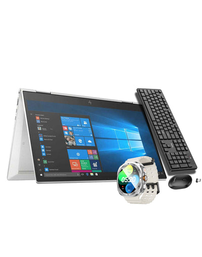 HP EliteBook X360 830 G7 13-inch i7 10th Gen 32GB 512GB @1.80GHz Windows 11 Pro Touch Screen Laptop (Very Good Pre-Owned) + Keyboard + Mouse Set (GM17) + Smart Sports Watch (Y29) (Bundle Deal)