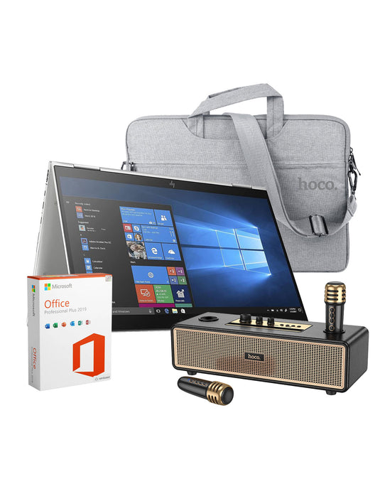 HP Elitebook X360 1030 G4 13.3-inch i5 8th Gen 16GB 256GB @1.60GHz Windows 11 Pro 2 in 1 Touch Screen Laptop - Silver (Very Good Pre-Owned) + Bluetooth Speaker (BS63) + Laptop Bag + Professional Plus 2019 Software (Bundle Deal)