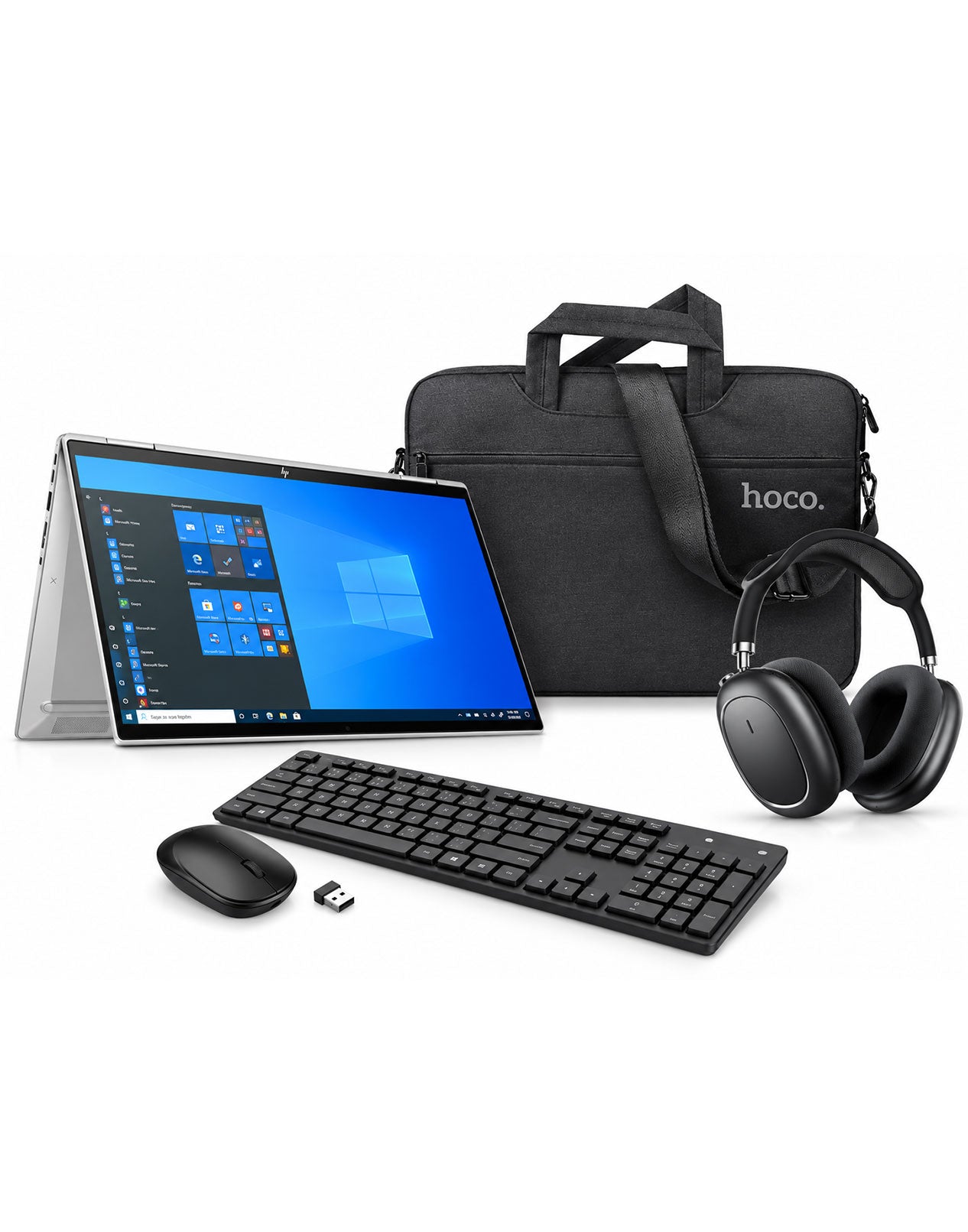 HP Elitebook X360 1040 G8 14-inch i7 11th Gen 16GB 512GB Windows 11 Pro Laptop (Very Good-Refurbished) + Laptop Bag, Bluetooth Headset W68, Keyboard Mouse (GM17) - Bundle