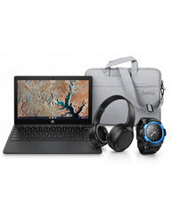 HP G9EE 11.6-inch N4500 4GB 32GB Chromebook - Black (Very Good-Refurbished)+Bag+Headset+Kids Watch (Bundle)
