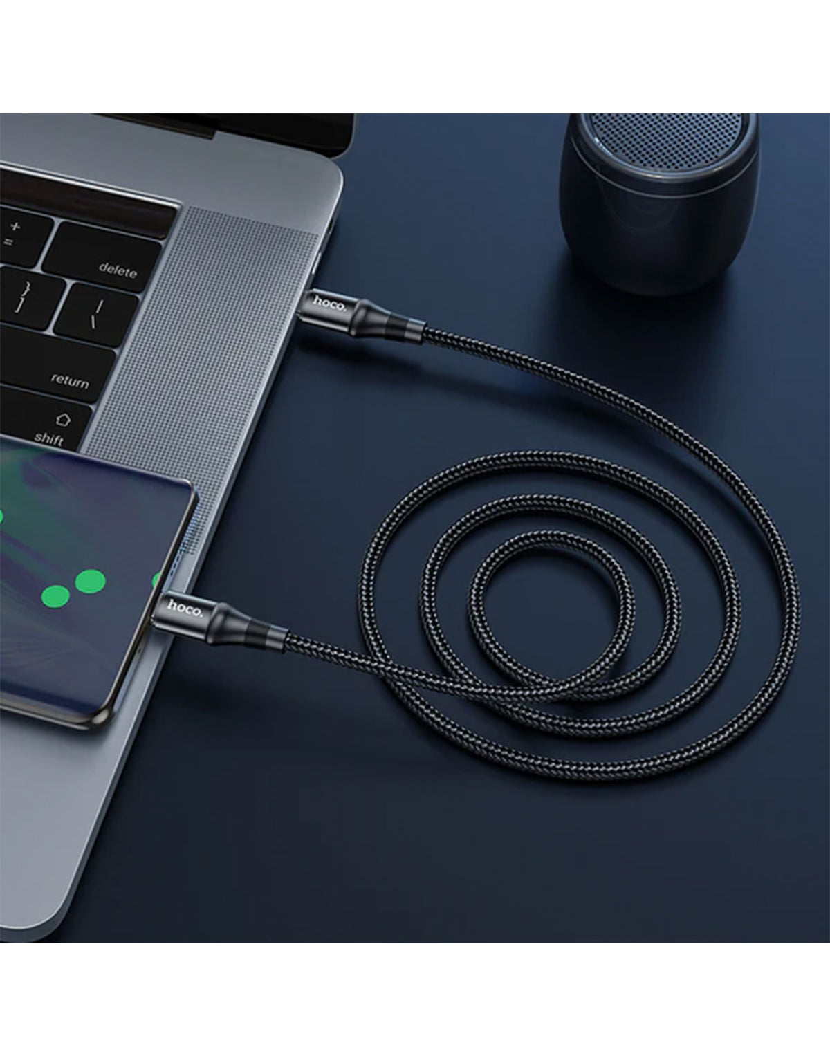 Hoco 100W PD Nylon Braided Aluminium Alloy Super Fast Charging Cable USB C to USB C 2 Meter (X50)