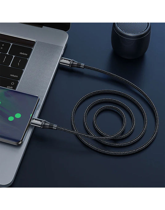 Hoco 100W PD Nylon Braided Aluminium Alloy Super Fast Charging Cable USB C to USB C 2 Meter (X50)