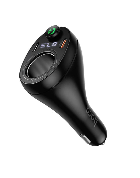 Hoco 120W FM Car Kit with PD+QC, Cigarette Lighter Hub, LED Display (E88)