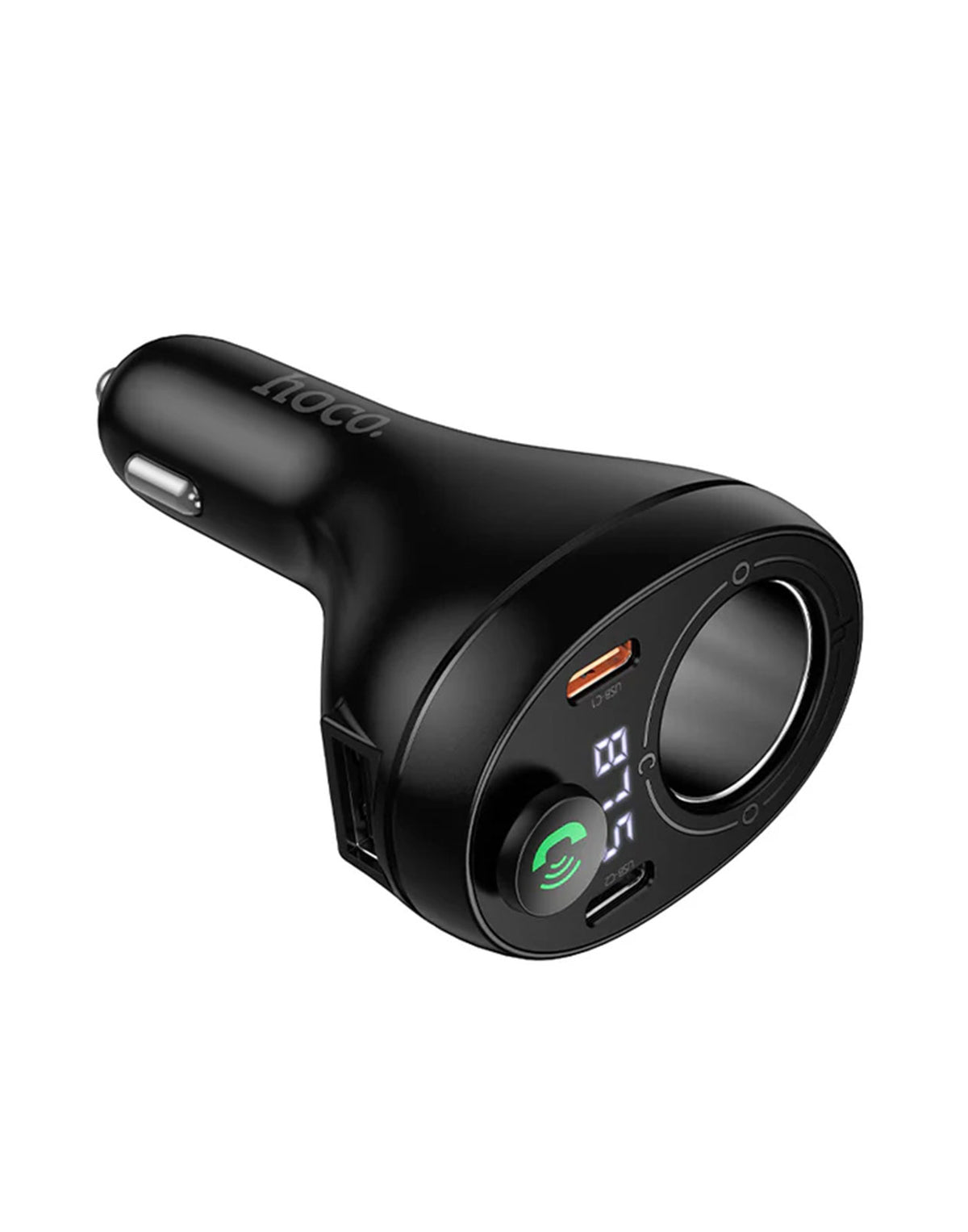 Hoco 120W FM Car Kit with PD+QC, Cigarette Lighter Hub, LED Display (E88)
