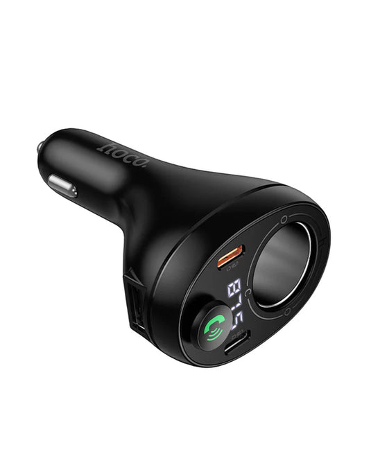Hoco 120W FM Car Kit with PD+QC, Cigarette Lighter Hub, LED Display (E88)