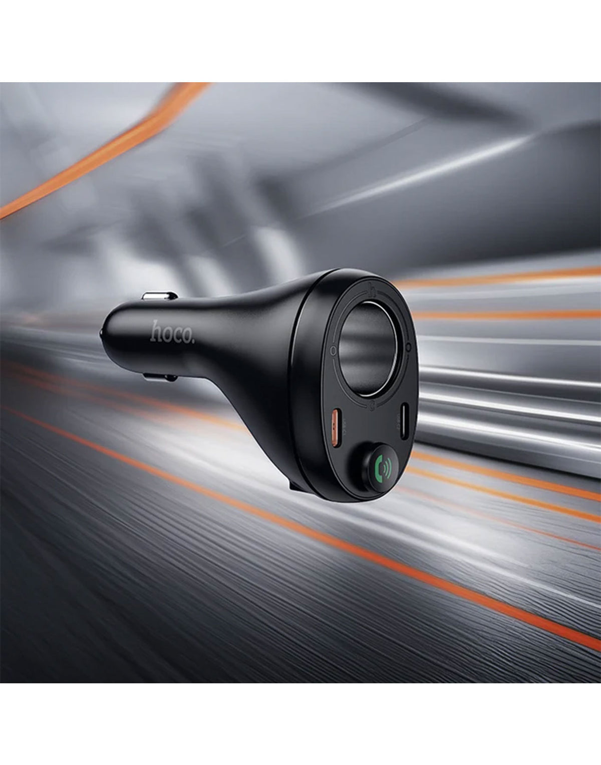 Hoco 120W FM Car Kit with PD+QC, Cigarette Lighter Hub, LED Display (E88)