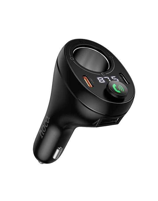 Hoco 120W FM Car Kit with PD+QC, Cigarette Lighter Hub, LED Display (E88)