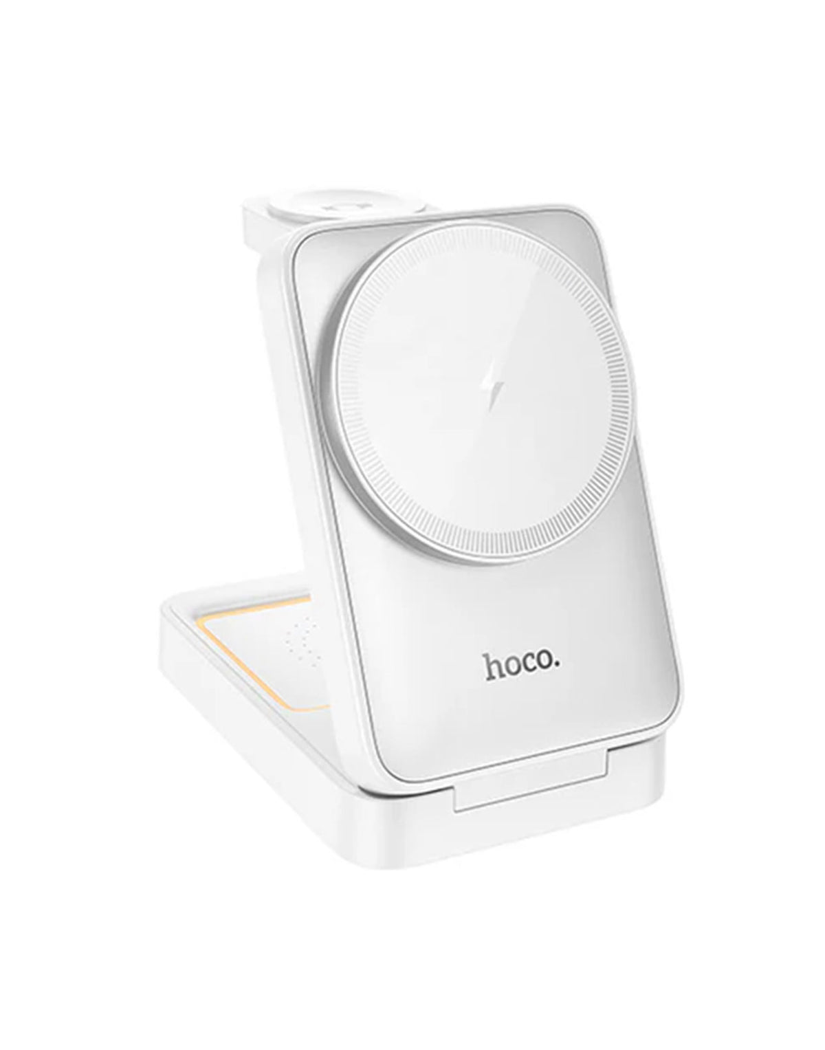 Hoco 15W 3-in-1 Magnetic Wireless Fast Charger w/ Foldable Compact Design, Ambient Light (CQ21)