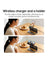 Hoco 15W 4-in-1 Magnetic Wireless Fast Charger, With Alarm Clock, Ambient Lighting, Compact Foldable Design (DWQ03)