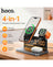 Hoco 15W 4-in-1 Magnetic Wireless Fast Charger, With Alarm Clock, Ambient Lighting, Compact Foldable Design (DWQ03)