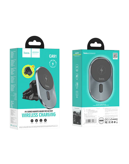 Hoco 15W Magnetic Wireless Charging Air Vent Phone Holder (CA91)